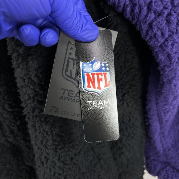 NFL Team Apparel NWT Baltimore Ravens L Sherpa Fleece Sweatshirt Black Full Zip - Picture 12 of 16